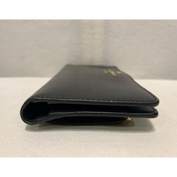 SOLD***Kate Spade Bifold Slim Wallet Black Snap Closure - Picture 6 of 11